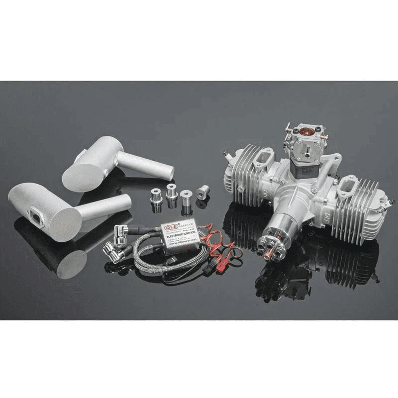 DLE-120 120cc Twin Gas Engine with Electronic Ignition and Mufflers — view 2