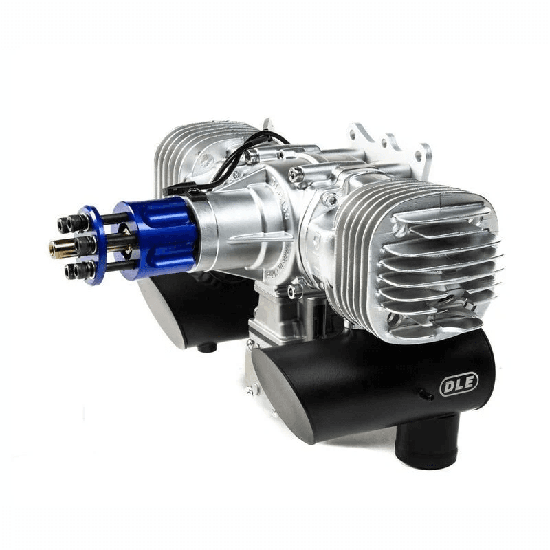 DLE-130cc Twin Gas Engine with Electric Ignition and Mufflers — view 1