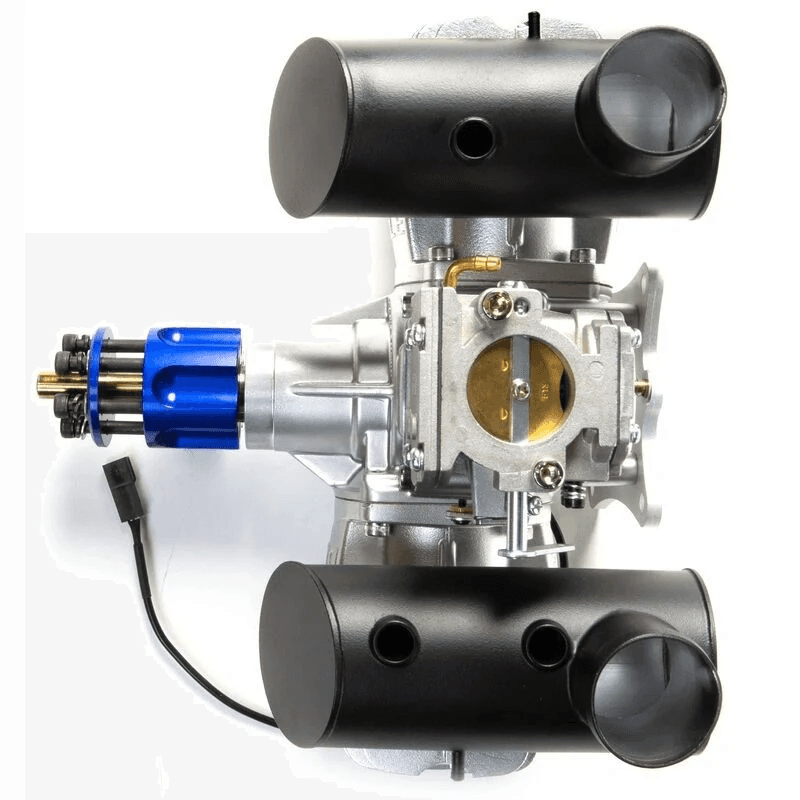 DLE-130cc Twin Gas Engine with Electric Ignition and Mufflers — view 2