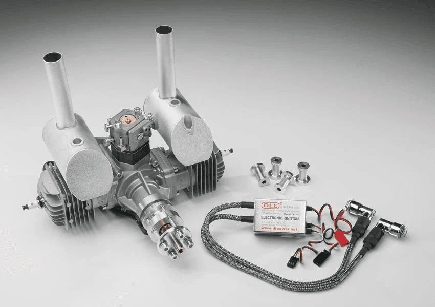 DLE 60 Twin Gas Engine with Electronic Ignition & Pitts-Style Mufflers — view 1