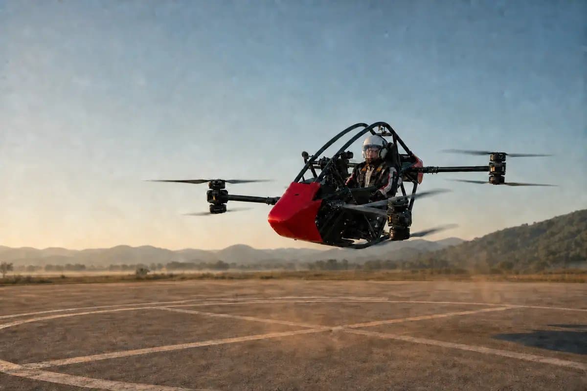 FlySpark AL-80 / AL-120 Single-Seat eVTOL Aircraft | Electric VTOL Personal Aerial Vehicle, Foldable Manned Multirotor, 80/120kg Pilot Load, 50–60km/h Cruise, 90km/h Max, 10–15min Mission & Direct Onboard Control — view 2