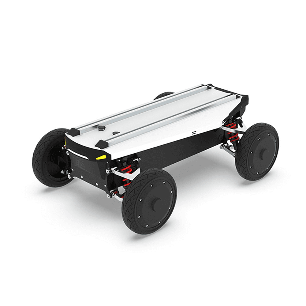 FlySpark AM600 Ackermann-Steering Wheeled UGV Robot Chassis | 50kg Payload, 9.7km/h, 60km Range, Independent Suspension, IP44 & CAN 2.0B ROS1/ROS2 SDK — view 3
