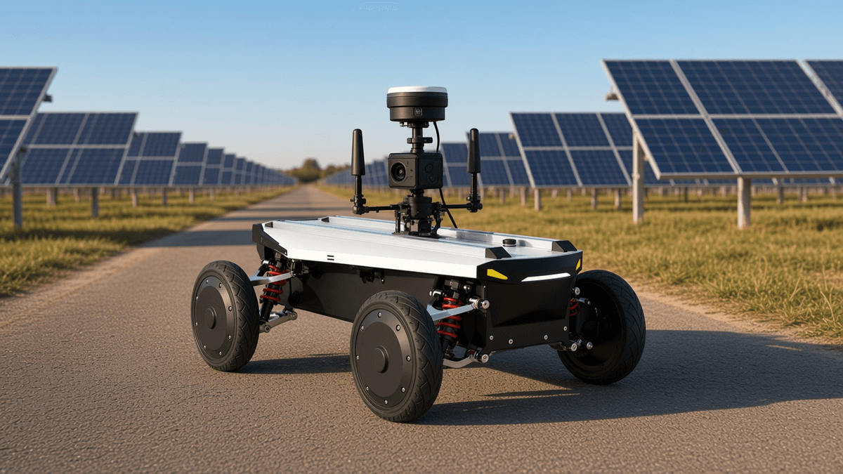 FlySpark AM600 Ackermann-Steering Wheeled UGV Robot Chassis | 50kg Payload, 9.7km/h, 60km Range, Independent Suspension, IP44 & CAN 2.0B ROS1/ROS2 SDK — view 10