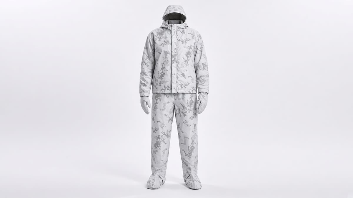 FlySpark Anti-Thermal Camouflage Suit | Anti-Infrared, Anti-Drone Thermal Imaging Concealment Suit – Snow & Woodland Green Camo Jacket, Trousers, Mittens & Overboots, Waterproof, XS–2XL
