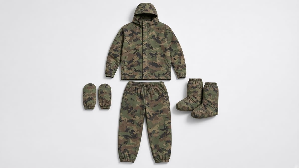 FlySpark Anti-Thermal Camouflage Suit | Anti-Infrared, Anti-Drone Thermal Imaging Concealment Suit – Snow & Woodland Green Camo Jacket, Trousers, Mittens & Overboots, Waterproof, XS–2XL — view 24
