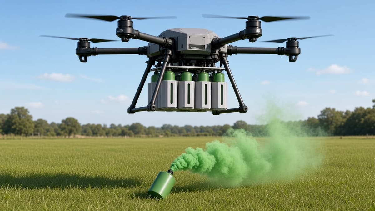 FlySpark M18SD Multi-Channel Smoke-Canister Drone Dropper | 2/4/6/8-Channel Parallel Rack for M18-Class Canisters, 5V, PWM / Light-Sensor / Remote Trigger, Quick-Release Plate & 200–900g — view 2