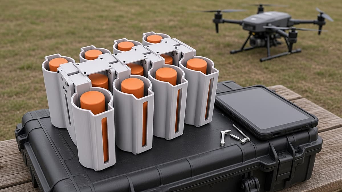 FlySpark M18SD Multi-Channel Smoke-Canister Drone Dropper | 2/4/6/8-Channel Parallel Rack for M18-Class Canisters, 5V, PWM / Light-Sensor / Remote Trigger, Quick-Release Plate & 200–900g — view 10