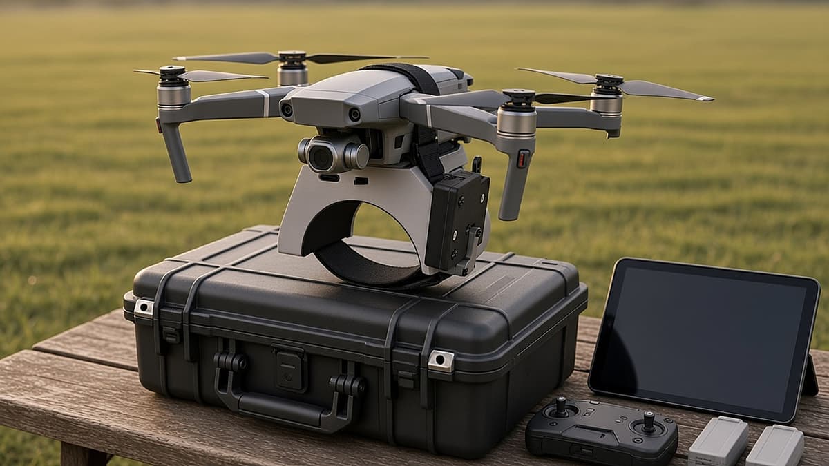 FlySpark M18ZD1 Single-Channel Drone Smoke Canister Dropper | M18-Class Canister, 48×48×88mm, 5V, PWM / Light-Sensor Trigger, DJI Air & Mavic & Quick-Release Versions — view 10