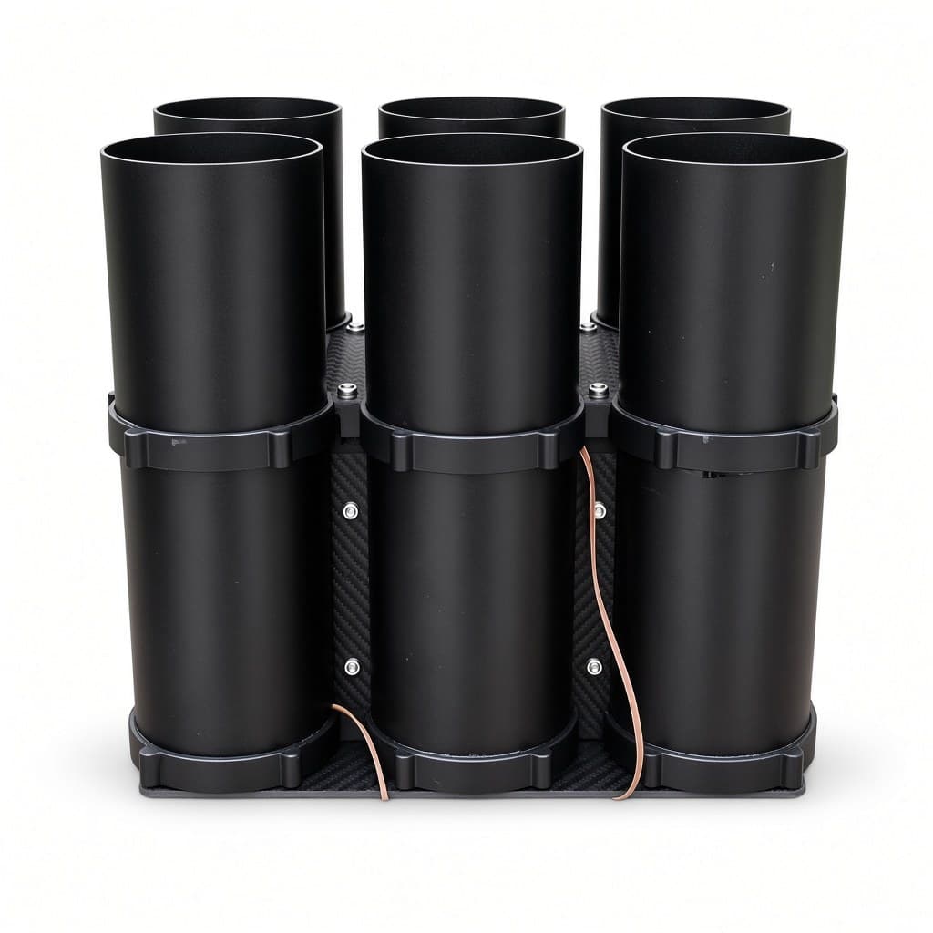 FlySpark QD82 Heavy-Lift Multi-Tube Drone Payload Dropper | 2/4/6/8-Tube Parallel Rack for Ø82 mm-Class Payloads, PWM & Remote Trigger, 5 V, Aluminium + Carbon Fibre & Single or Half-Load Salvo — view 2