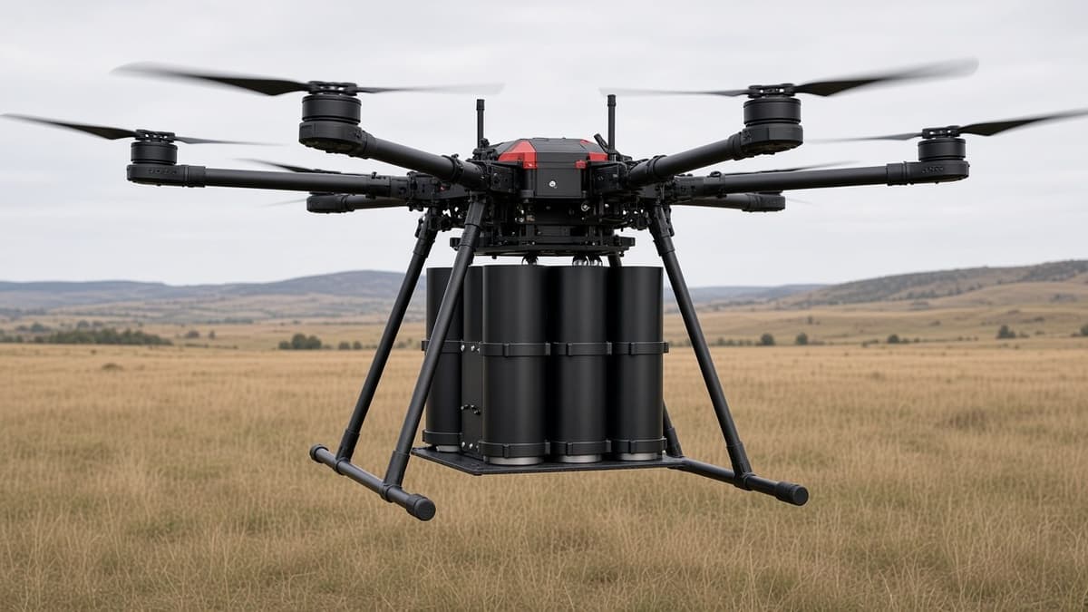 FlySpark QD82 Heavy-Lift Multi-Tube Drone Payload Dropper | 2/4/6/8-Tube Parallel Rack for Ø82 mm-Class Payloads, PWM & Remote Trigger, 5 V, Aluminium + Carbon Fibre & Single or Half-Load Salvo — view 5