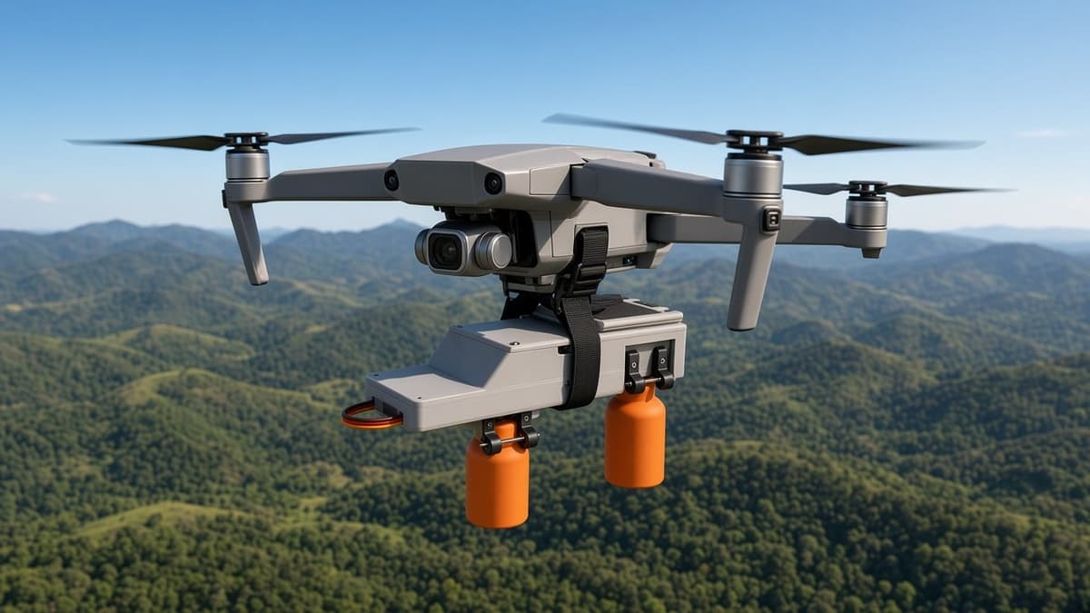 FlySpark XD2-V2 Pin-Release Dual-Channel Drone Dropper | 2 Independent Pin Channels, Mavic 3 Light-Sensor or PWM Trigger, 130×42×46 mm, 110–125 g & 5 V — view 2