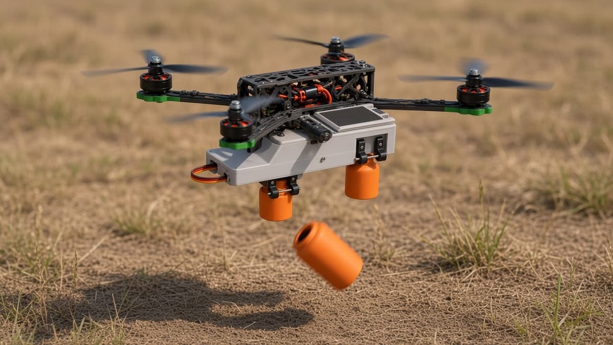 FlySpark XD2-V2 Pin-Release Dual-Channel Drone Dropper | 2 Independent Pin Channels, Mavic 3 Light-Sensor or PWM Trigger, 130×42×46 mm, 110–125 g & 5 V — view 4