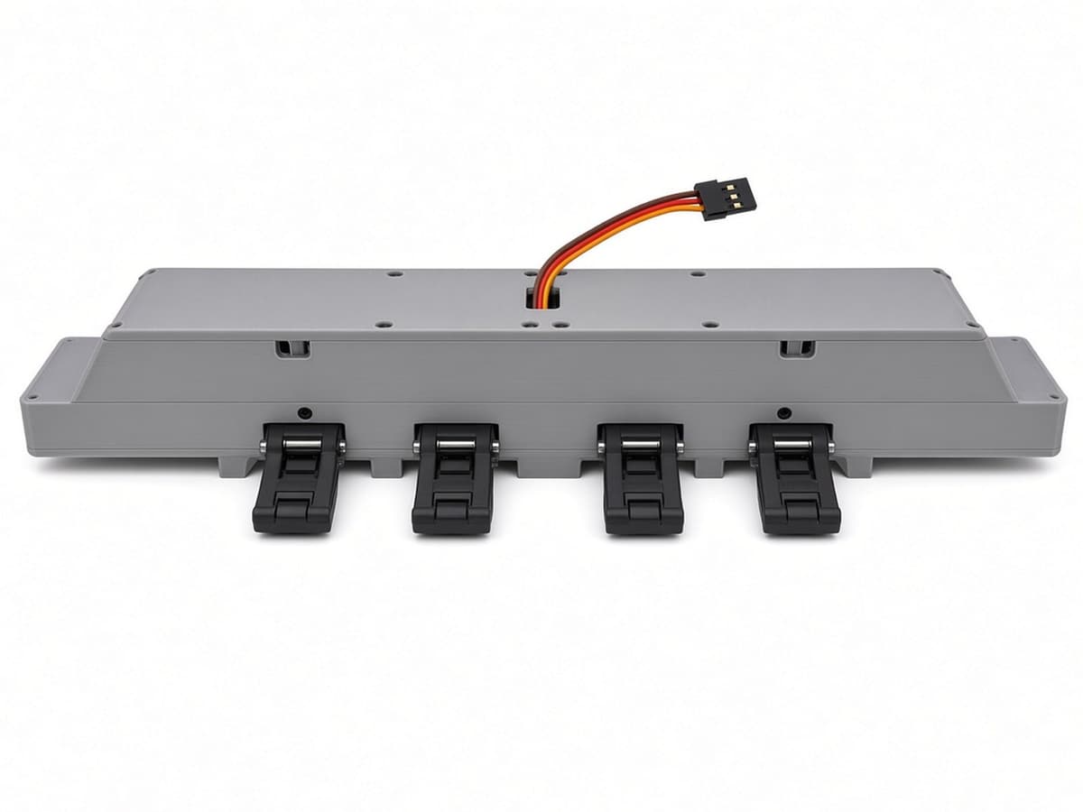 FlySpark XD4-V2 Pin-Release 4-Position Drone Payload Dropper | 4 Individually Released Positions, 282×46×47 mm, 240 g, 5 V, PWM / Light-Sensor Trigger & SQ Quick-Release — view 5