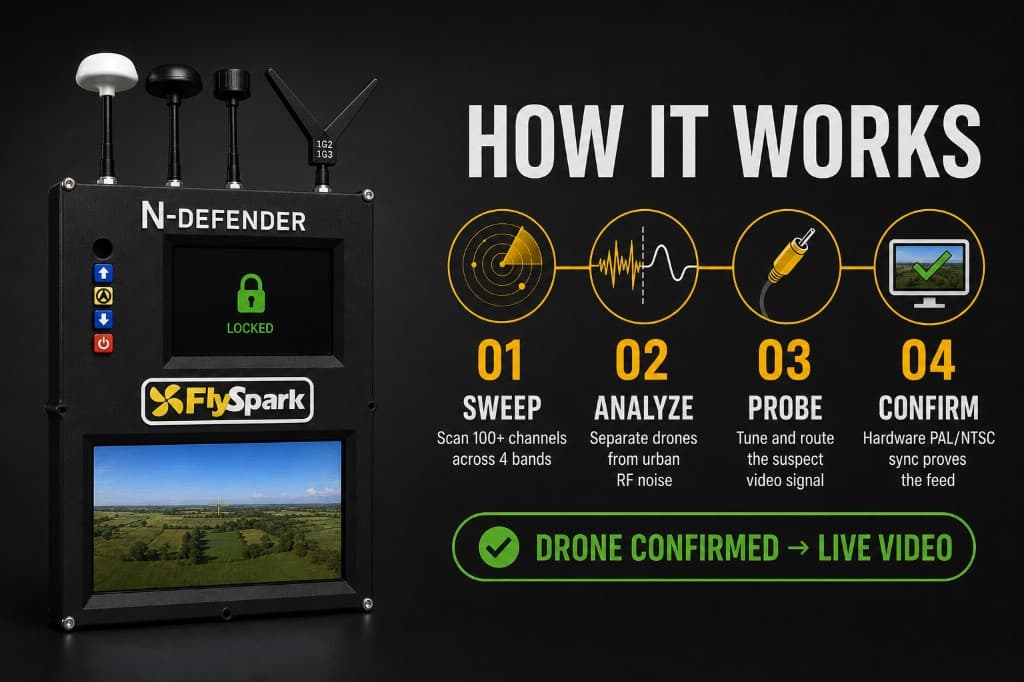 FlySpark N-DEFENDER Passive Multi-Band Drone Detection & Video Interception System | 1.08GHz–8.26GHz FPV Drone Threat Sensor — view 10