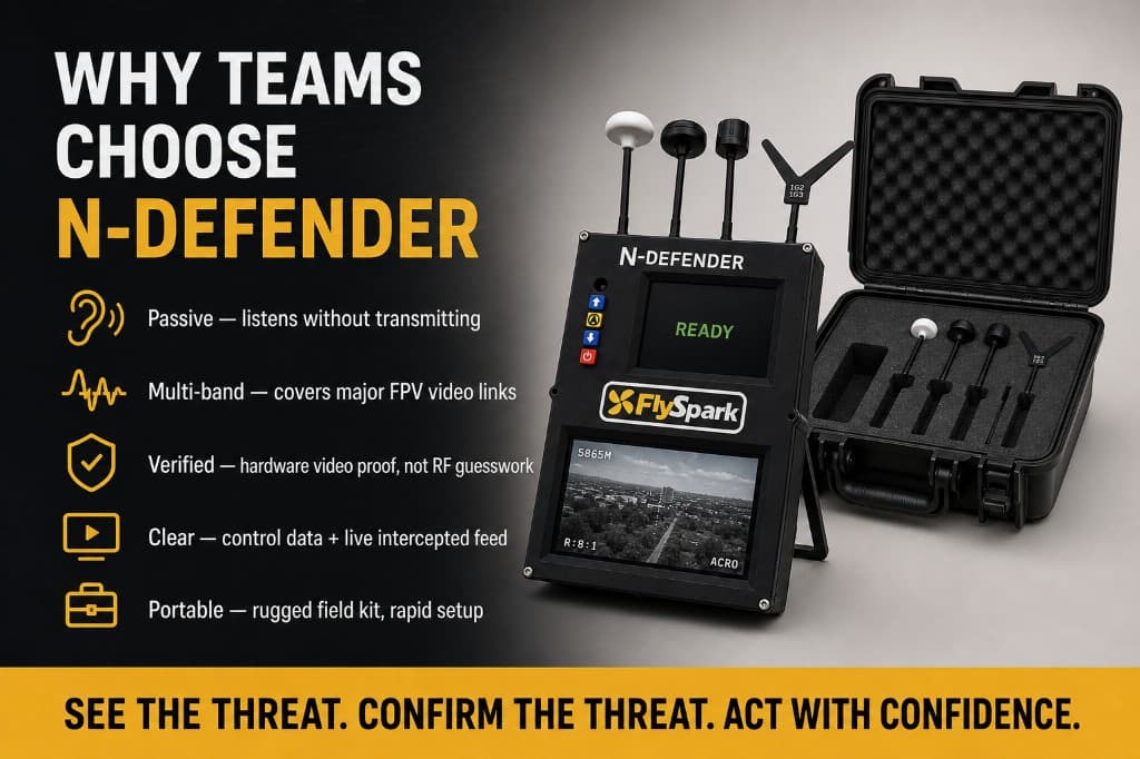 FlySpark N-DEFENDER Passive Multi-Band Drone Detection & Video Interception System | 1.08GHz–8.26GHz FPV Drone Threat Sensor — view 11