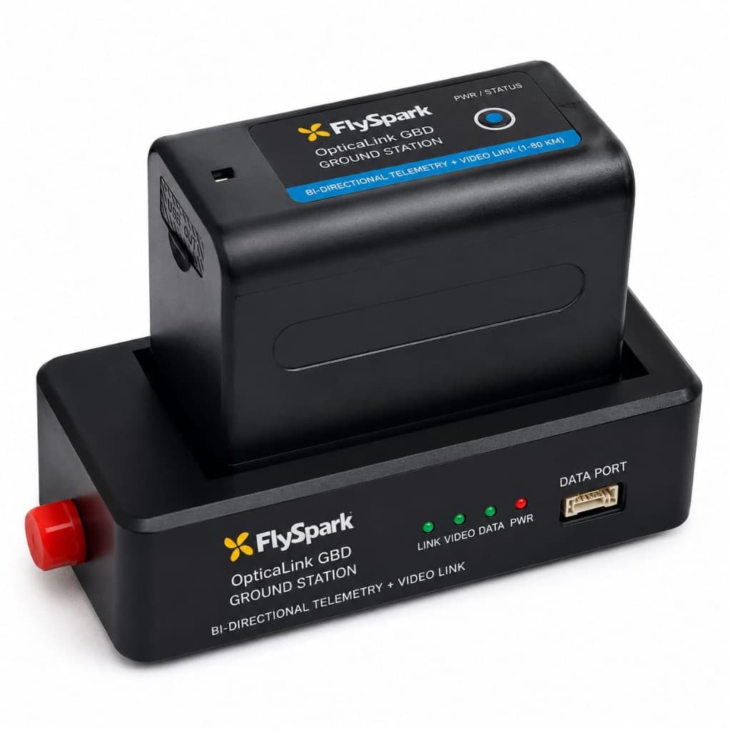 FlySpark OpticaLink GBD Drone Fiber Ground Station MAX – Bi-Directional Telemetry + Video Link (1–80 km) — view 1