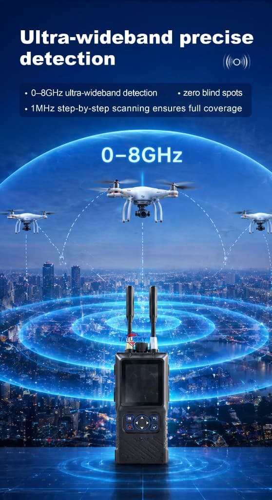 FlySpark Portable Broadband Drone Detection Device | 0–8000MHz Handheld UAV Detector — view 8