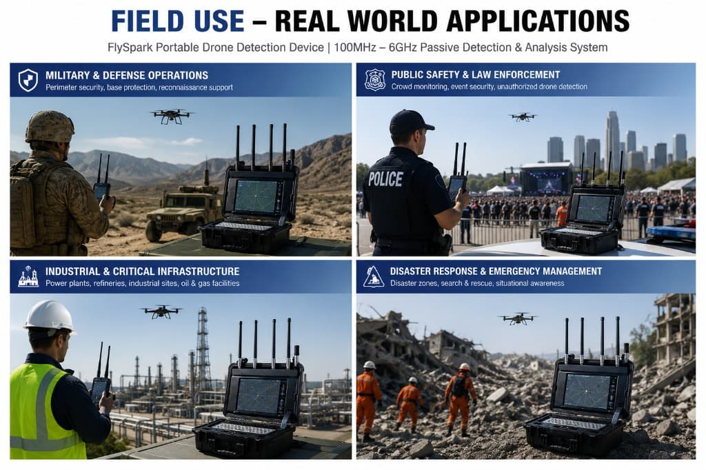 FlySpark Portable Drone Detection Device | 100MHz–6GHz Passive CRPC / DroneID / RID Analysis System — view 6