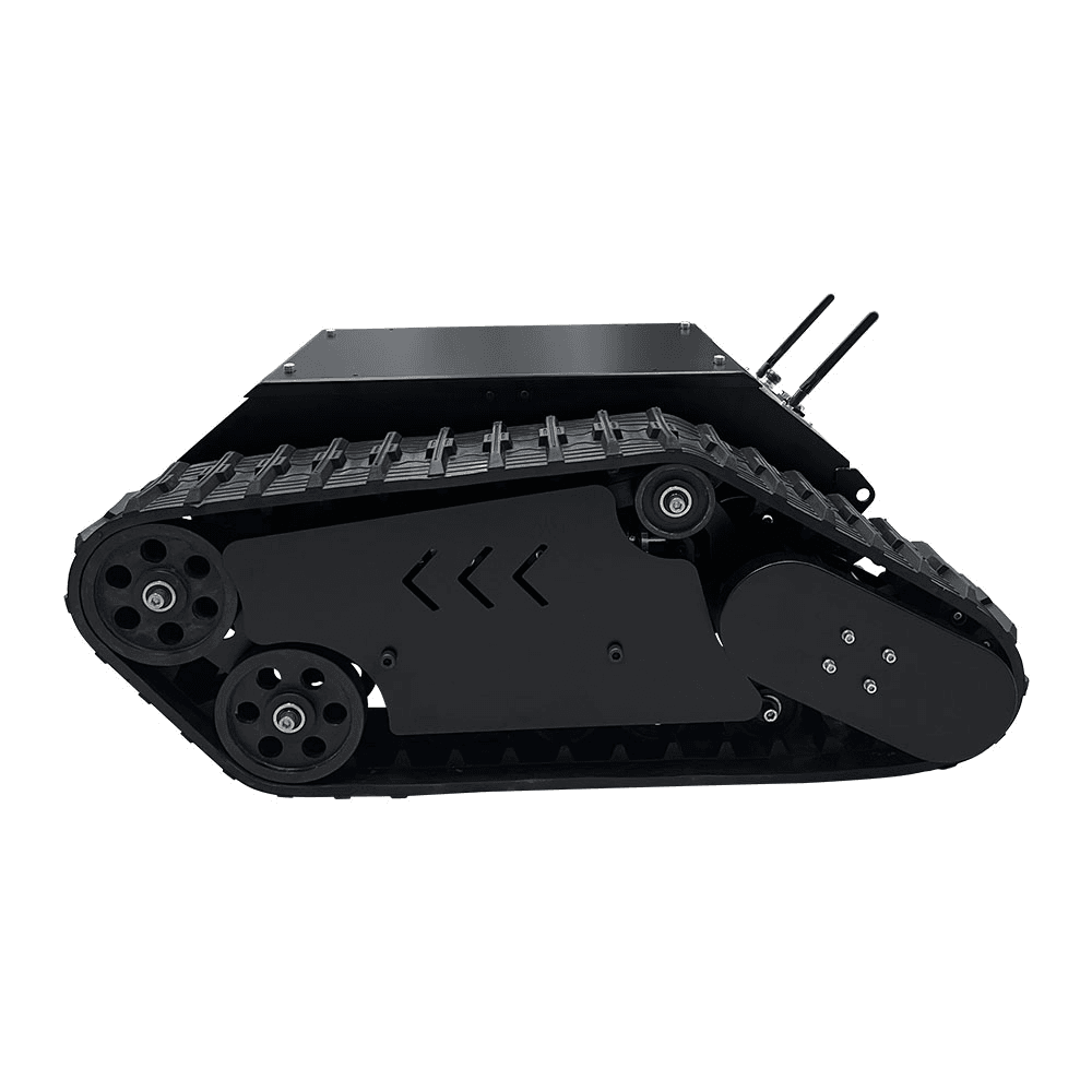 FlySpark TK1000 Stair-Climbing Robot Tank Chassis – Tracked UGV Platform | 100kg Payload, 40° Climb, 180mm Obstacles, 4h Endurance, IP65, 2×1000W Brushless & Serial/CAN — view 4