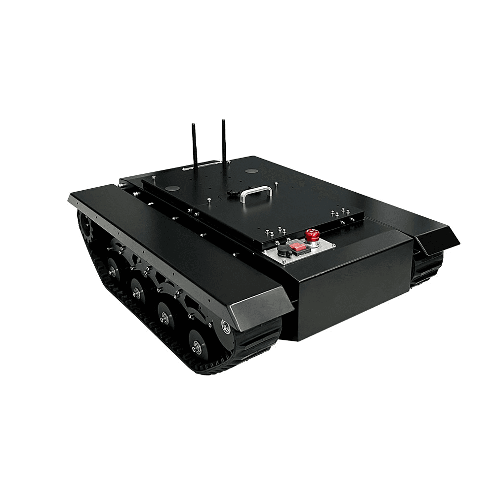 FlySpark TK650 Lightweight Tracked Robot Chassis – Small UGV | 30kg Payload, 3–4h Endurance, 35° Climb, IP54, 2×300W Brushless Drive & Serial/CAN Open Protocol for ROS — view 3