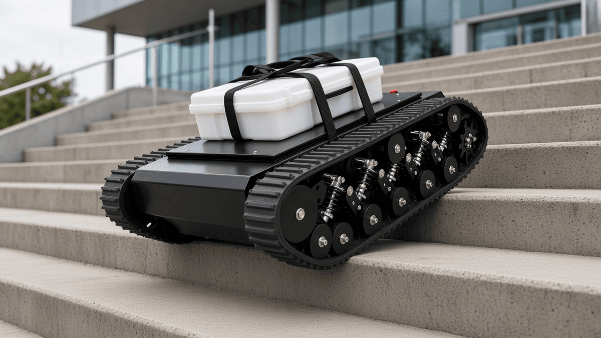 FlySpark TK990 Stair-Climbing Heavy-Duty Tracked UGV Robot Chassis | 80kg Payload, 4h Endurance, 35° Climb, 180mm Obstacles, 200mm Fording & Serial/CAN — view 4
