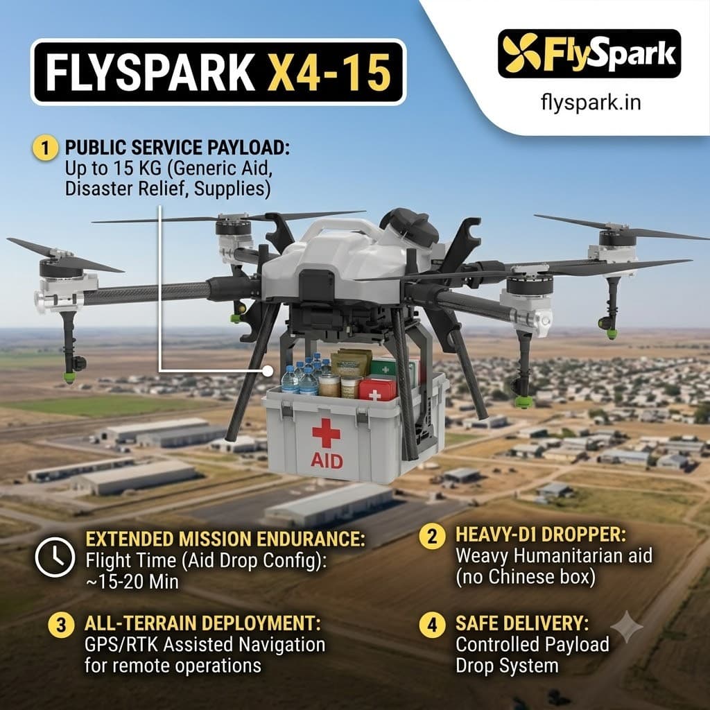 FlySpark X4-15 Agriculture Spraying UAV | 15L Crop Spraying Drone with GPS / RTK Options, 25L Spreader Support, 12S Battery, 3-6m Spray Width & Obstacle Avoidance — view 5