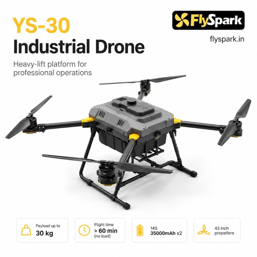 FlySpark YS-30 Heavy-Lift Transport UAV | 10kg-30kg Payload Cargo Drone with C12 Dual-Light Gimbal & G20 Remote Controller — view 2