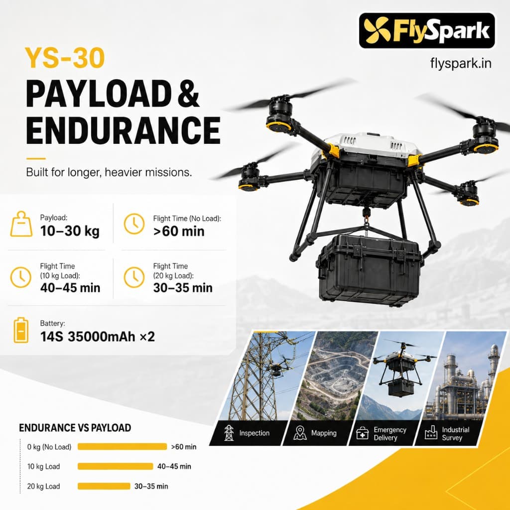 FlySpark YS-30 Heavy-Lift Transport UAV | 10kg-30kg Payload Cargo Drone with C12 Dual-Light Gimbal & G20 Remote Controller — view 7