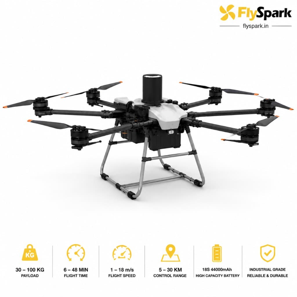 FlySpark YS-F100A Heavy-Lift Transport UAV | 30kg-100kg Payload Cargo Drone with RTK, C12 Dual-Light Gimbal & G20 Remote Controller — view 3