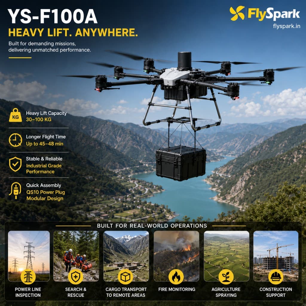 FlySpark YS-F100A Heavy-Lift Transport UAV | 30kg-100kg Payload Cargo Drone with RTK, C12 Dual-Light Gimbal & G20 Remote Controller — view 5