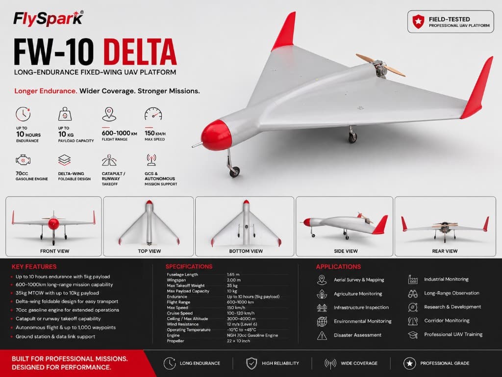 FlySpark FW-10 Delta Long-Endurance Fixed-Wing UAV Platform — view 2