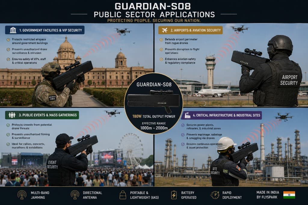 FlySpark Guardian-S08 Gun-Type Anti-Drone Jamming Device | 180W Portable Directional RF Drone Jammer | 410MHz–5900MHz — view 6