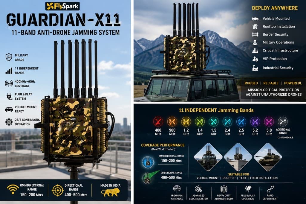 FlySpark Guardian-X11 Military Grade 11-Band Anti-Drone Jamming System | 400MHz–6GHz RF Drone Defense Platform — view 2