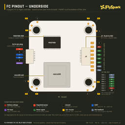 FlySpark F4 V2 Flight Controller FlySpark F4 V2 flight controller bottom-side pinout