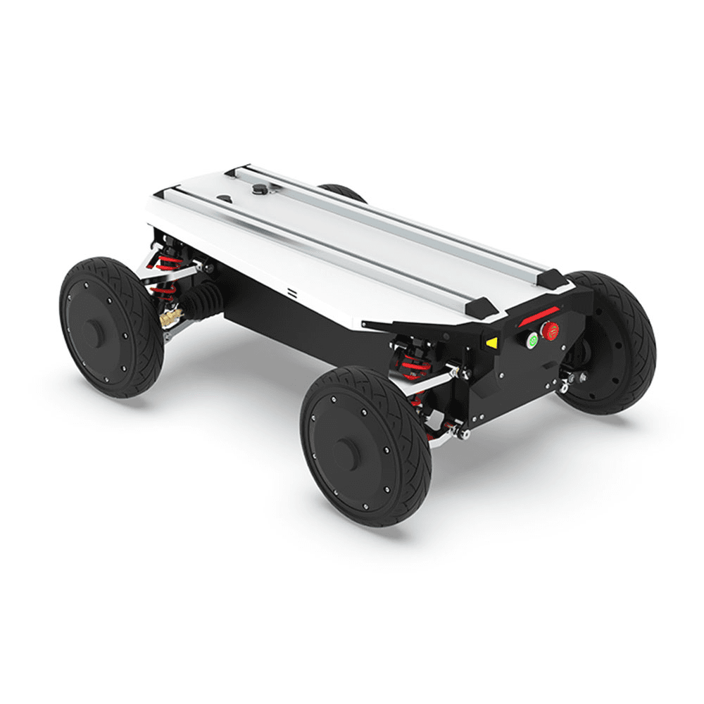 FlySpark AM600 Ackermann-Steering Wheeled UGV Robot Chassis | 50kg Payload, 9.7km/h, 60km Range, Independent Suspension, IP44 & CAN 2.0B ROS1/ROS2 SDK