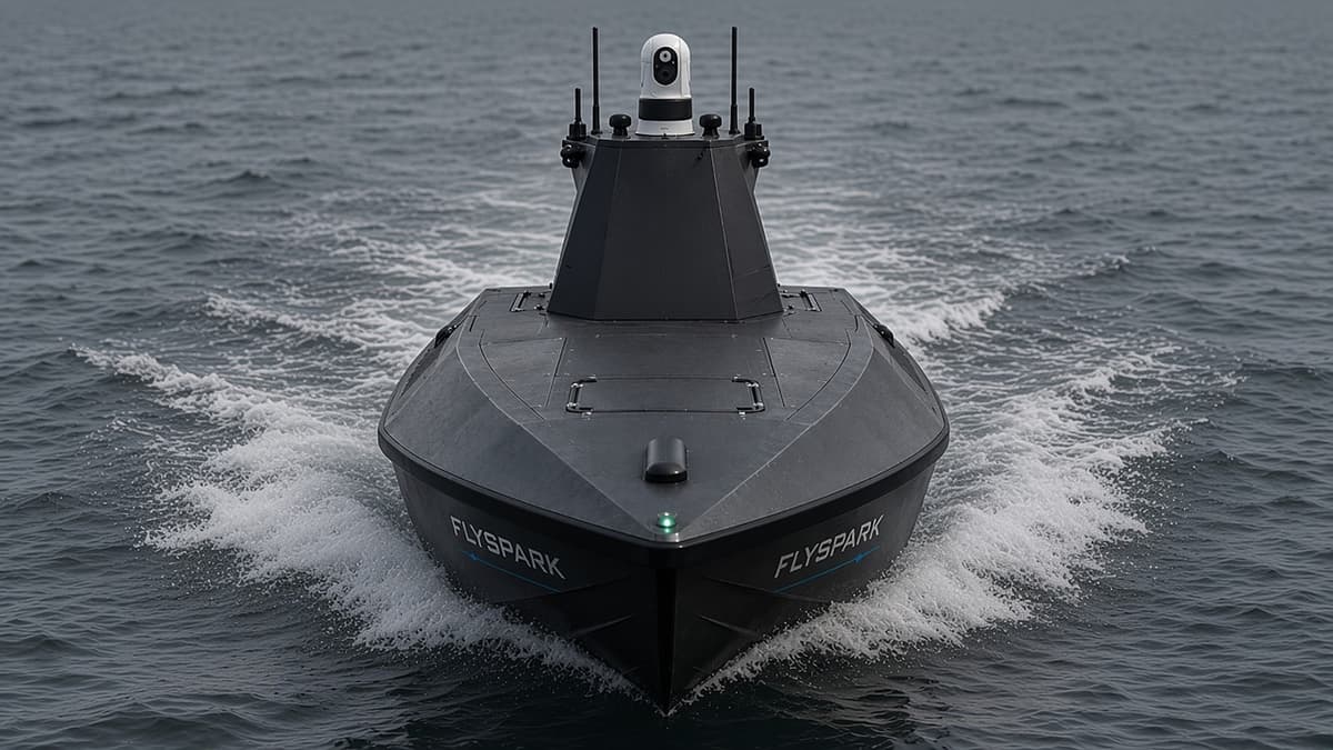 FlySpark SeaScout S8 Uncrewed Surface Vessel (USV) for Maritime Surveillance | 8.4m Low-Signature Hull, 55kt, 650NM Range, 30-Day Endurance, 600kg Payload & Open Autonomy