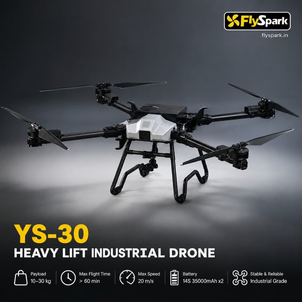 FlySpark YS-30 Heavy-Lift Transport UAV | 10kg-30kg Payload Cargo Drone with C12 Dual-Light Gimbal & G20 Remote Controller