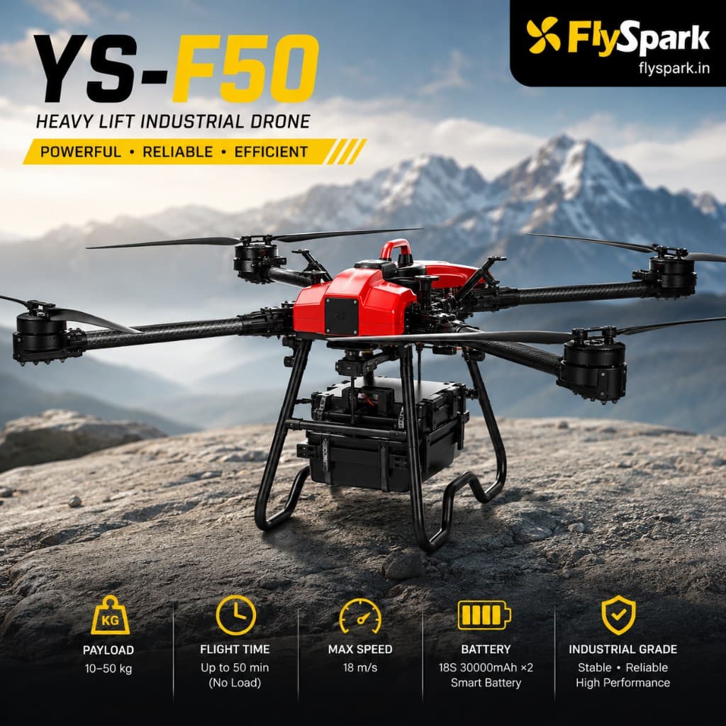 FlySpark YS-F50 Heavy-Lift Transport UAV | 30kg-50kg Payload Cargo Drone with RTK, C12 Dual-Light Gimbal & G20 Remote Controller