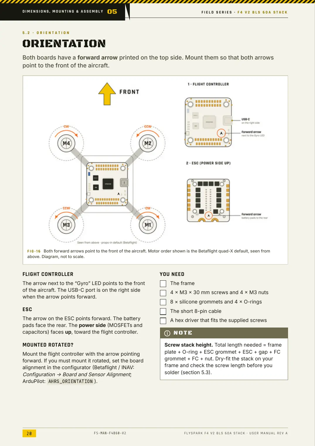 FlySpark F4 V2 BLS 60A Stack — User Manual, page 20