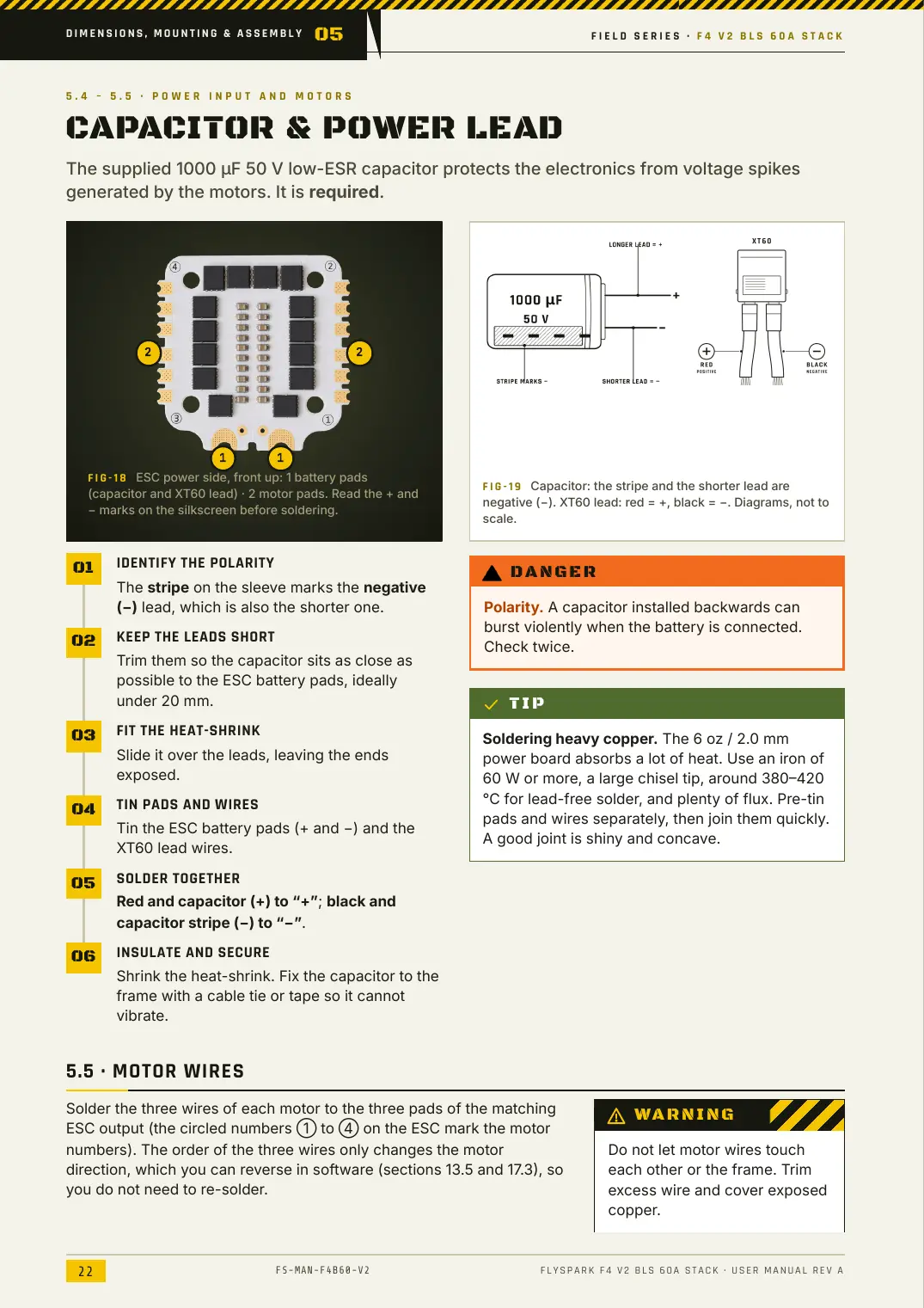FlySpark F4 V2 BLS 60A Stack — User Manual, page 22