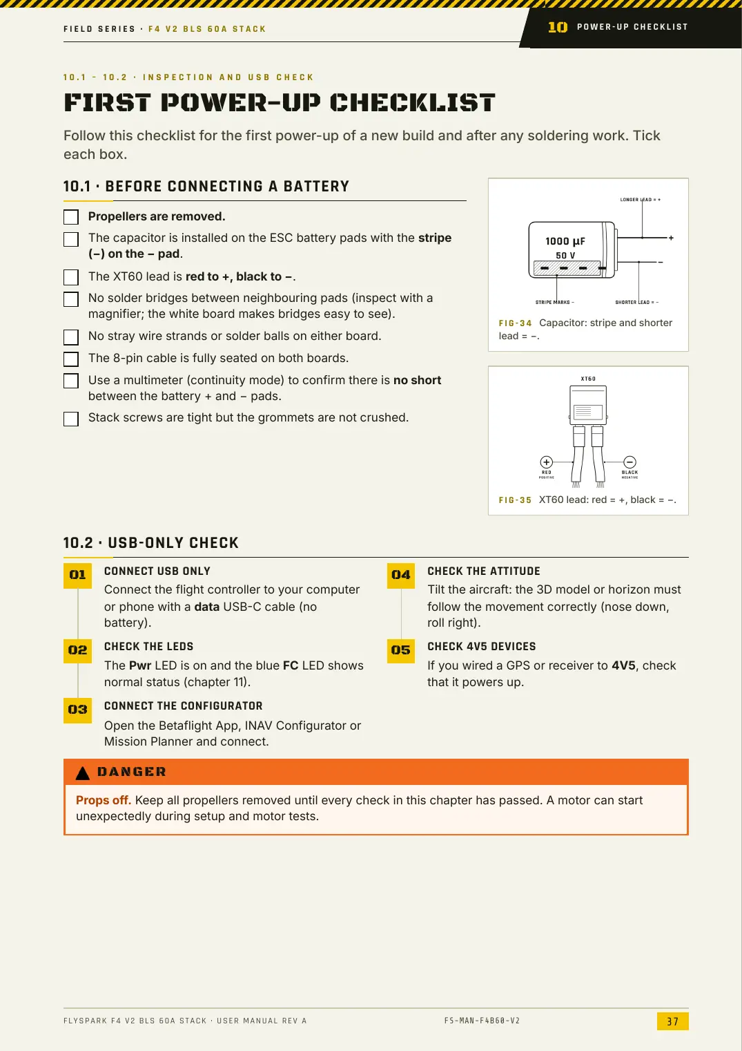 FlySpark F4 V2 BLS 60A Stack — User Manual, page 37
