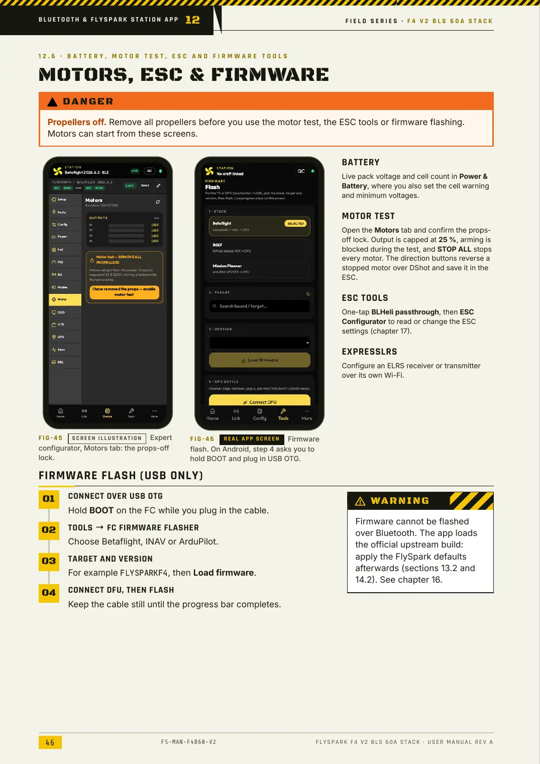 FlySpark F4 V2 BLS 60A Stack — User Manual, page 46