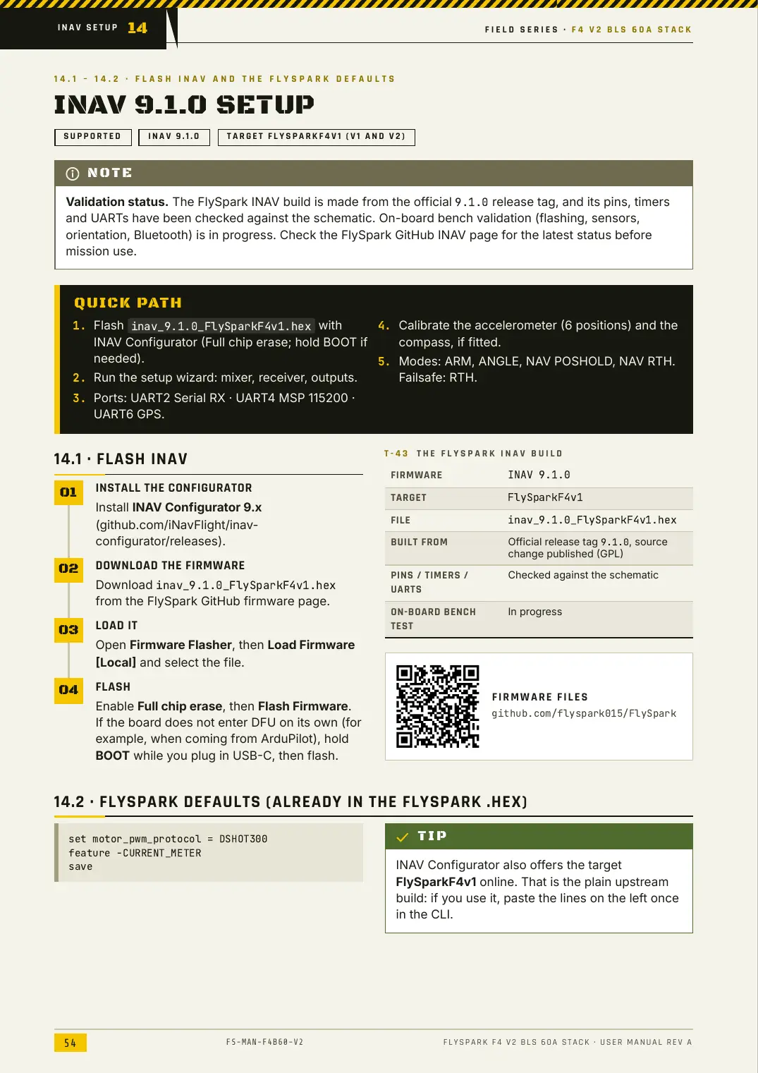 FlySpark F4 V2 BLS 60A Stack — User Manual, page 54