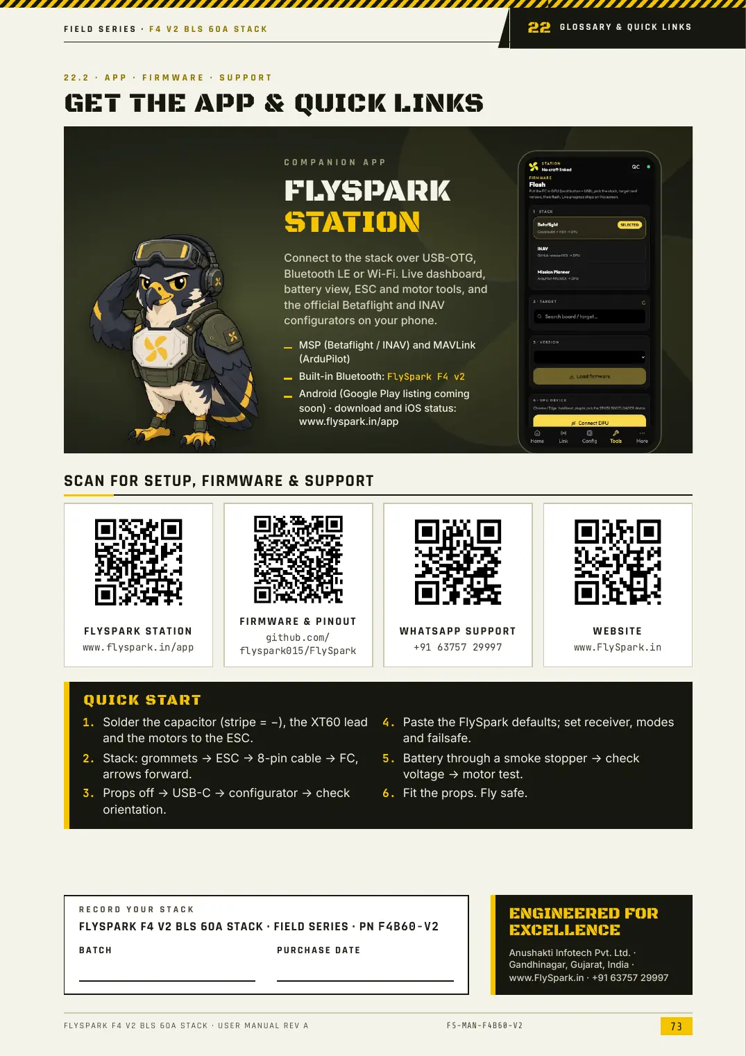 FlySpark F4 V2 BLS 60A Stack — User Manual, page 73