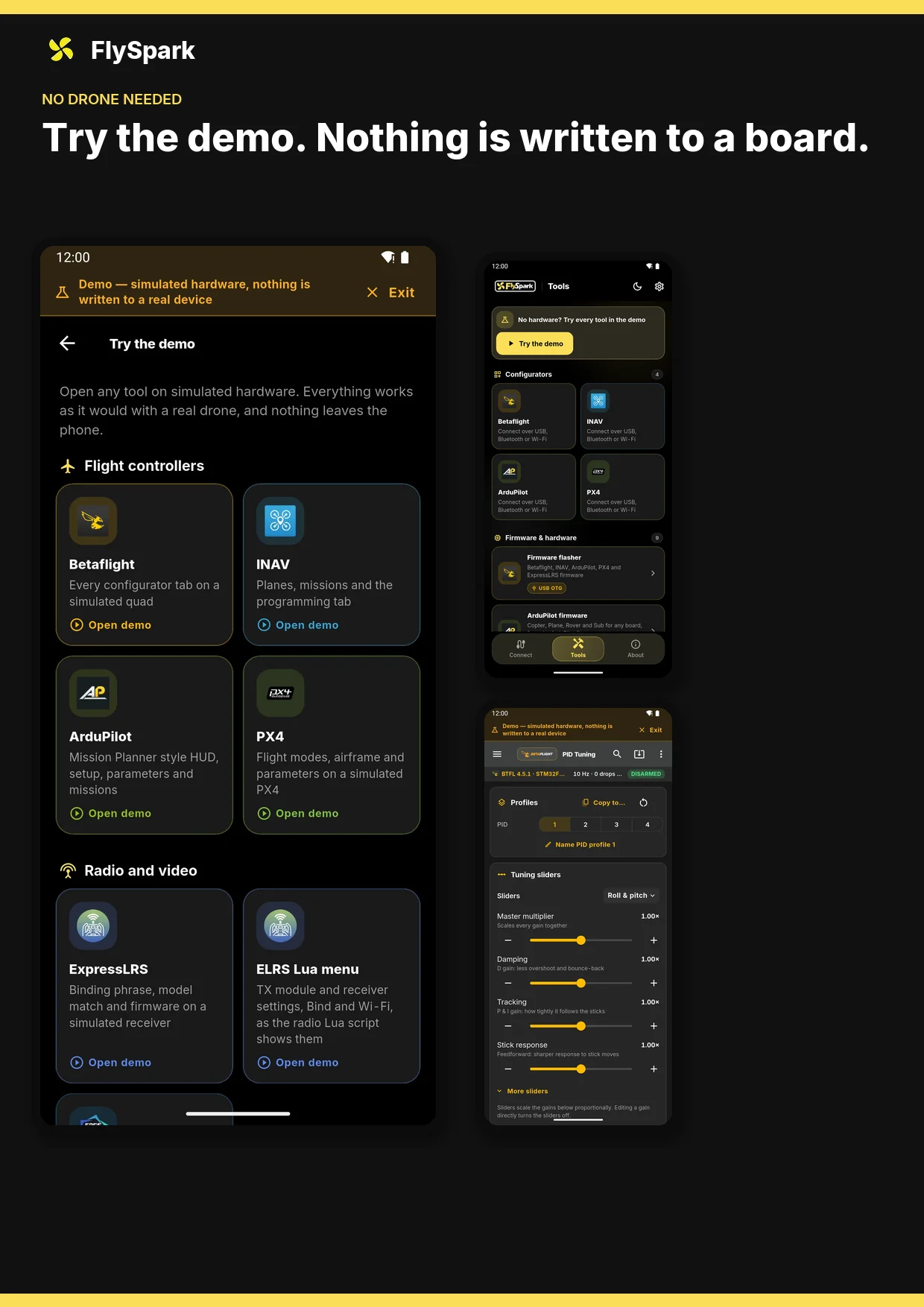 A4: Demo mode with no hardware