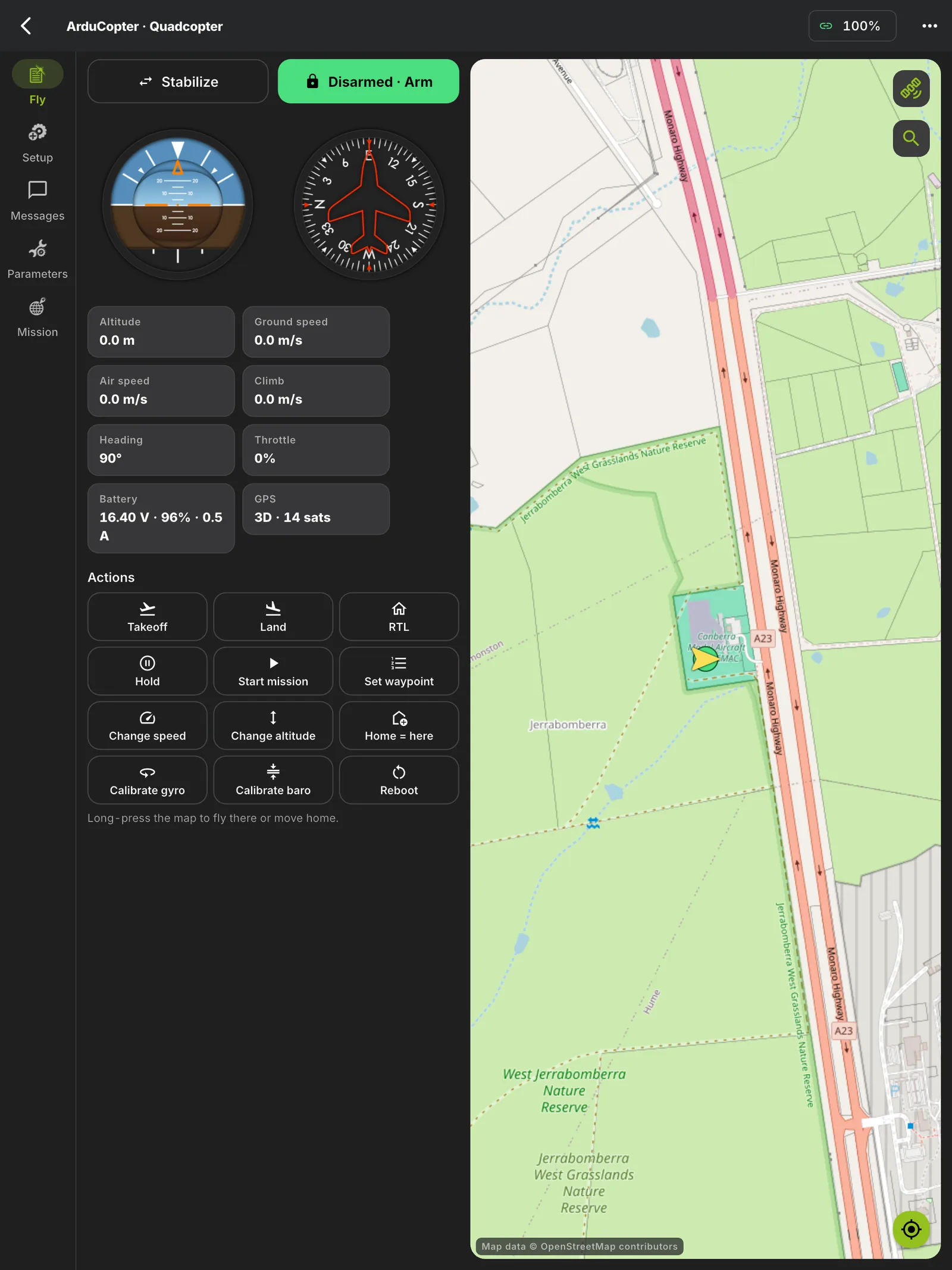ArduPilot HUD on iPad in FlySpark