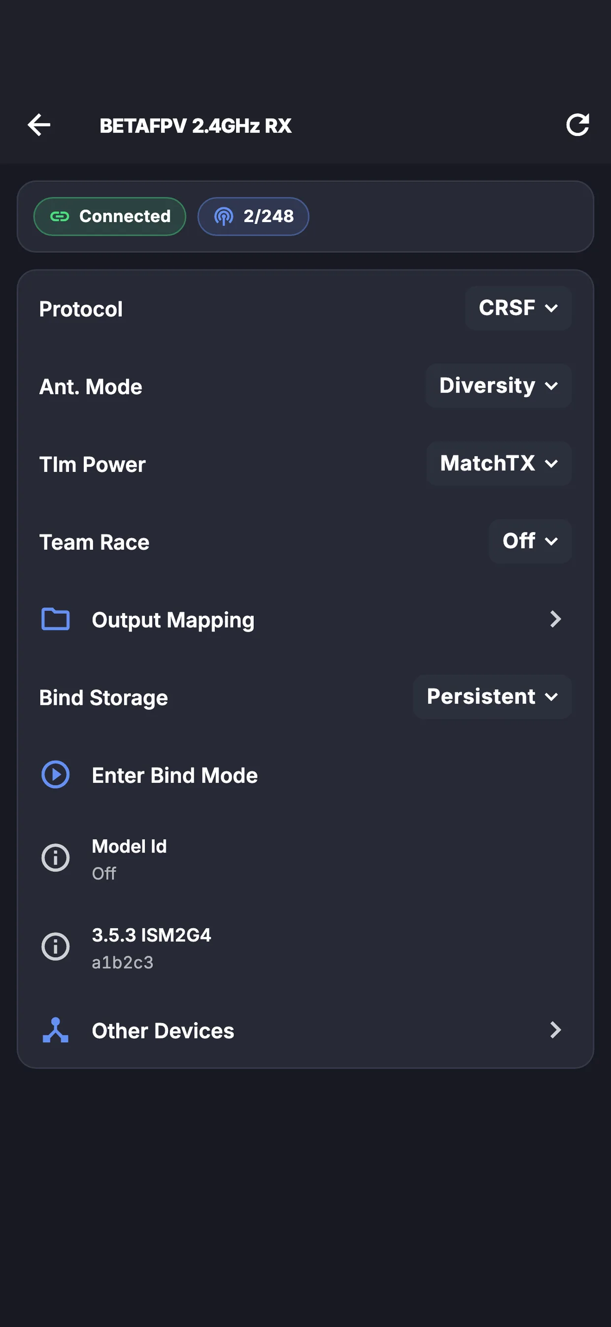 ExpressLRS tools on iPhone in FlySpark