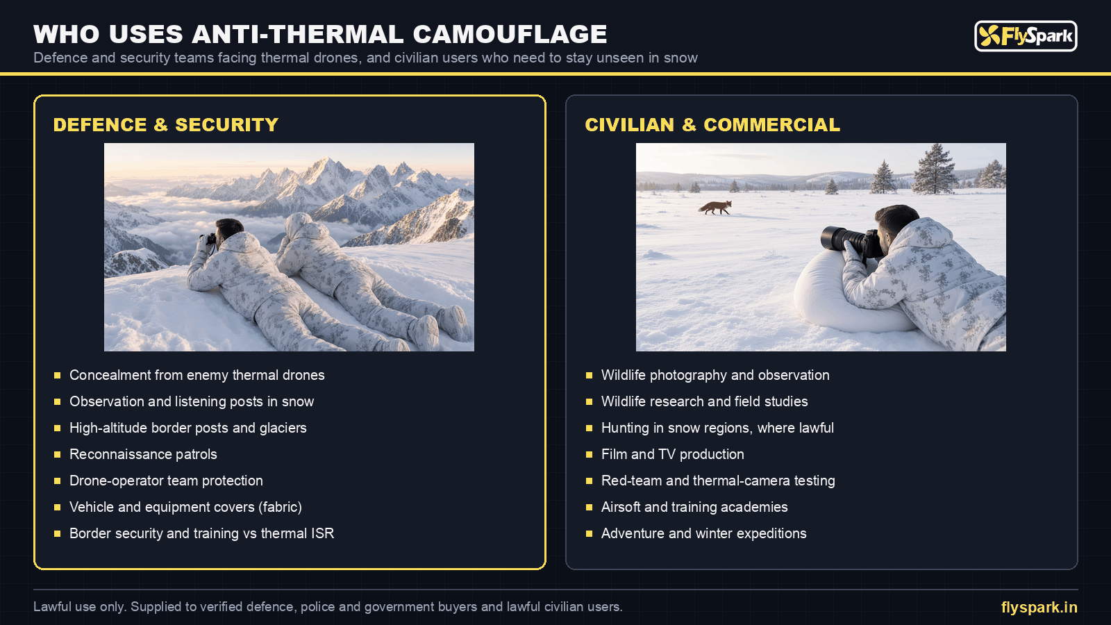 Anti-thermal camouflage suit use cases – defence and security vs civilian and commercial applications