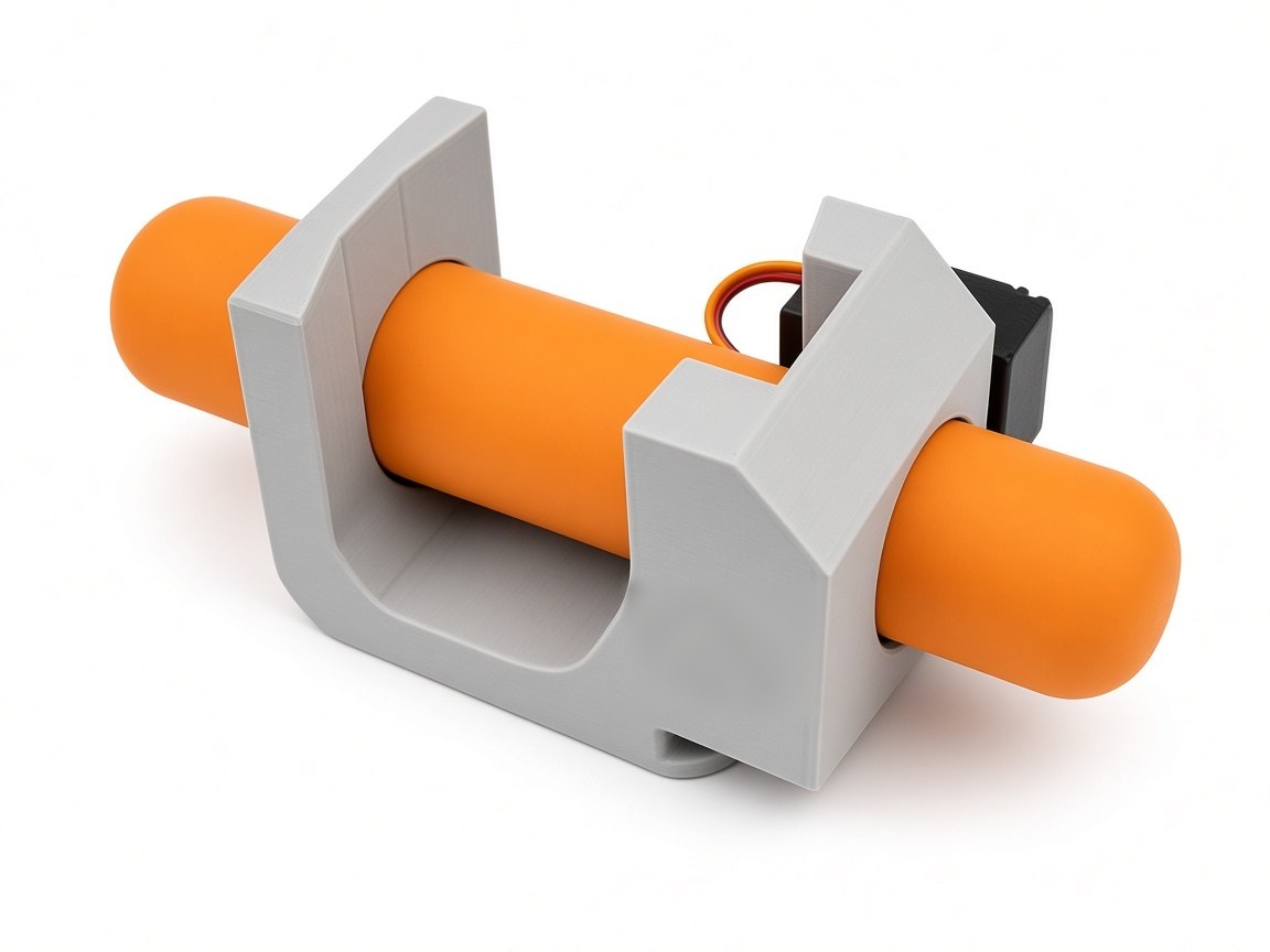 FlySpark 60WD1 single-payload mechanical-latch dropper holding one orange inert training cylinder