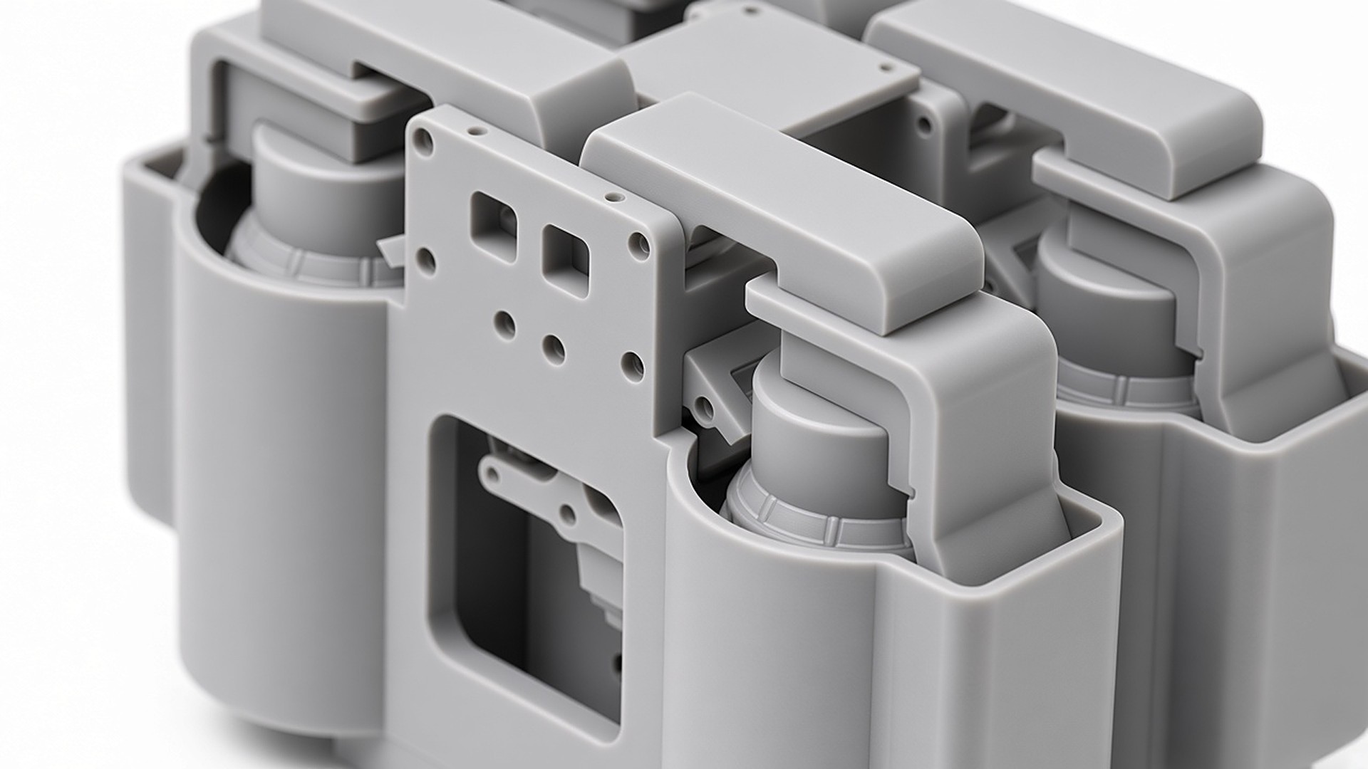 FlySpark SDA4 drone dropper dual safety lock close-up showing the latch arm closed over the payload in its curved cradle